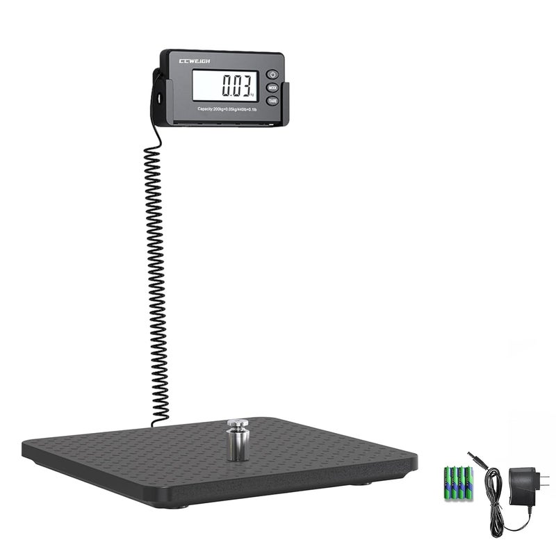 CCWEIGH Shipping Scales 440lbs x 1oz Highly Accurate Postal Scales Ultrathin ABS Large Platform,Superlight Postal Scales for Shipping Packages,Small Business,Post Offices,Luggage Scale Battery and Adapter - Image 5